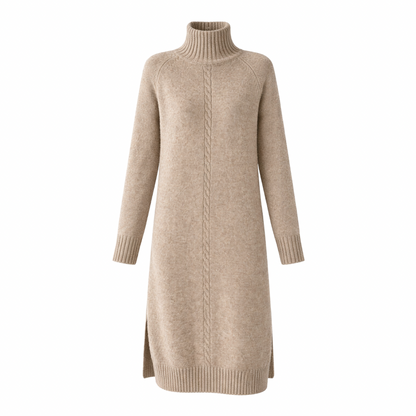 Cable Knit Turtleneck Dress