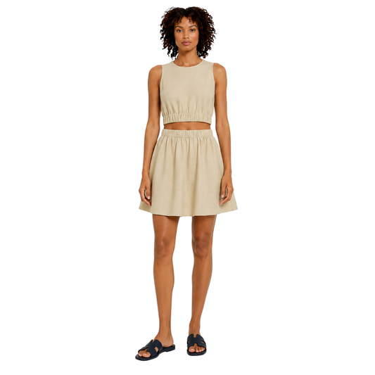 Two-Piece Linen Set Top & Skirt