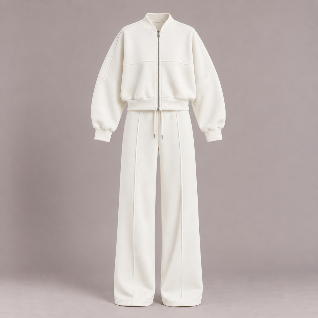 Bomber Jacket & Wide-Leg Trousers Set