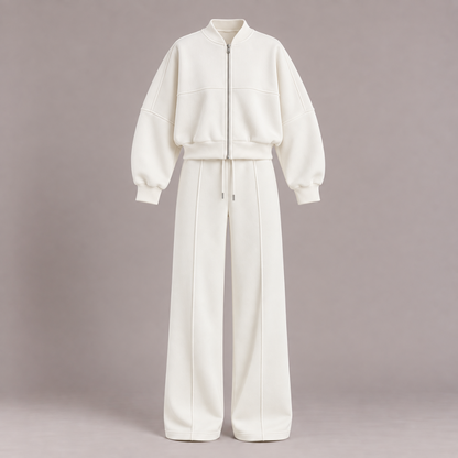 Bomber Jacket & Wide-Leg Trousers Set