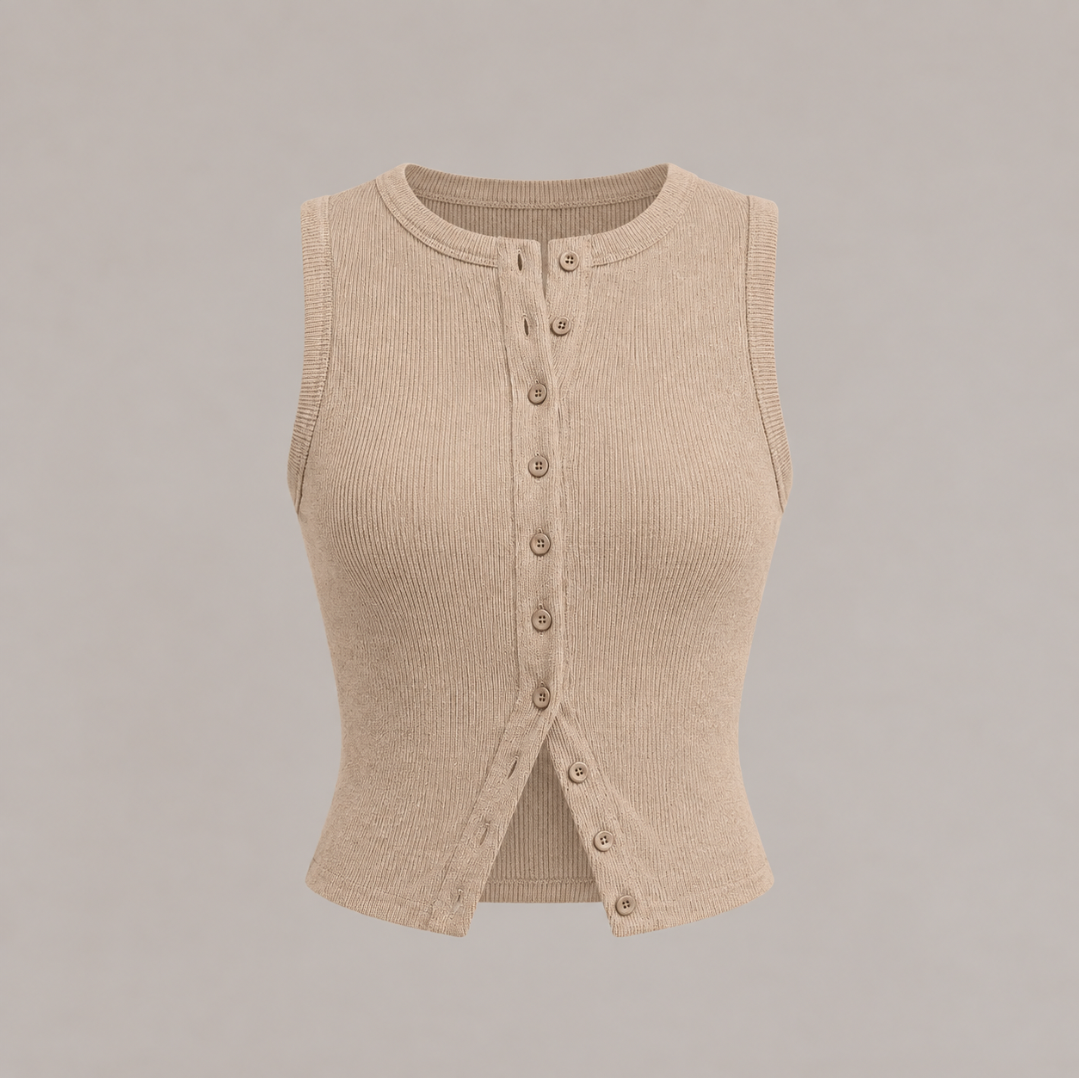 Buttoned Ribbed Vest