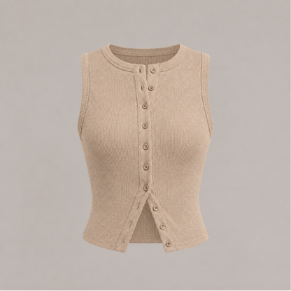 Buttoned Ribbed Vest