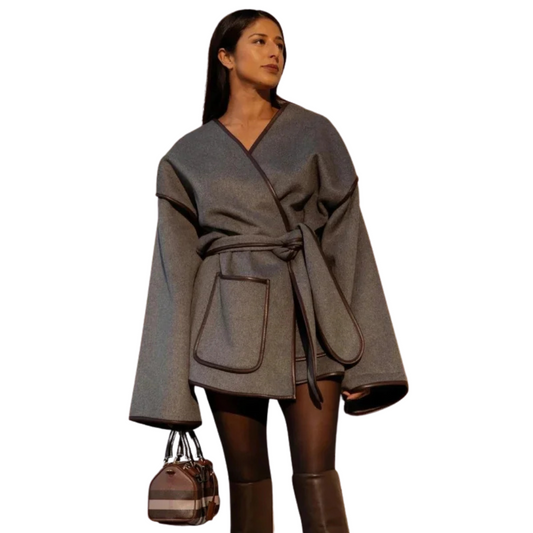 Retro Short Belt Overcoat