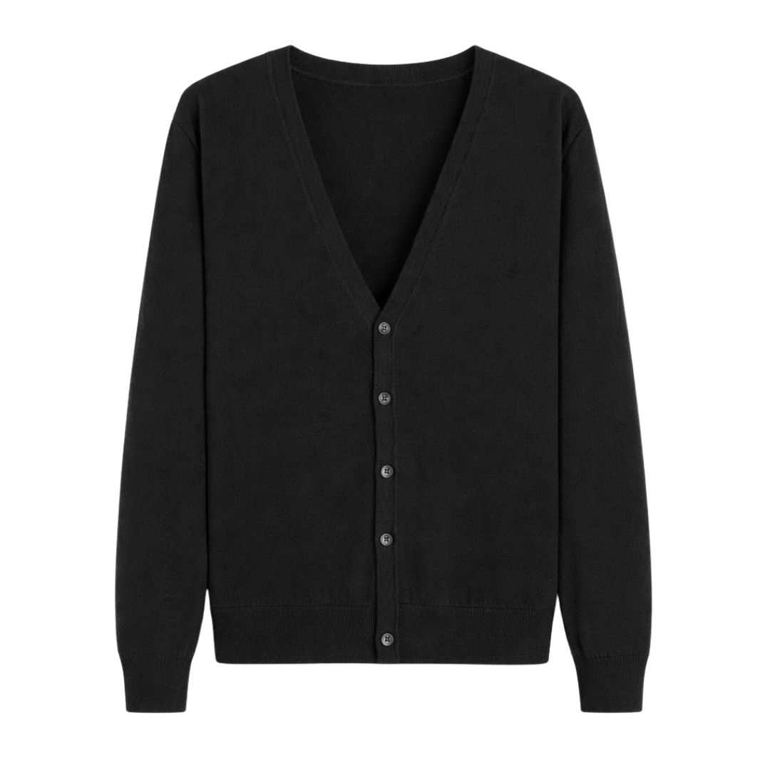 Knit Button Cardigan Black The Olace
