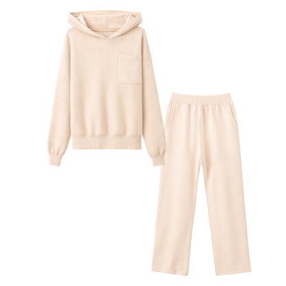 Hooded Lounge Set Beige - The Olace