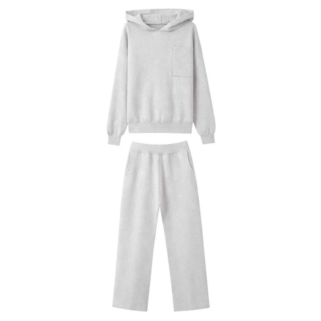 Hooded Lounge Set Grey - The Olace