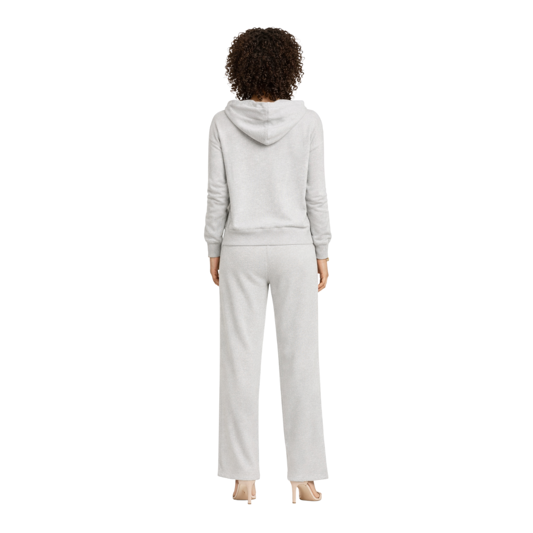 Hooded Lounge Set Grey Back View Model - The Olace