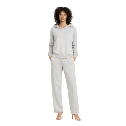 Hooded Lounge Set Grey Front View Model - The Olace