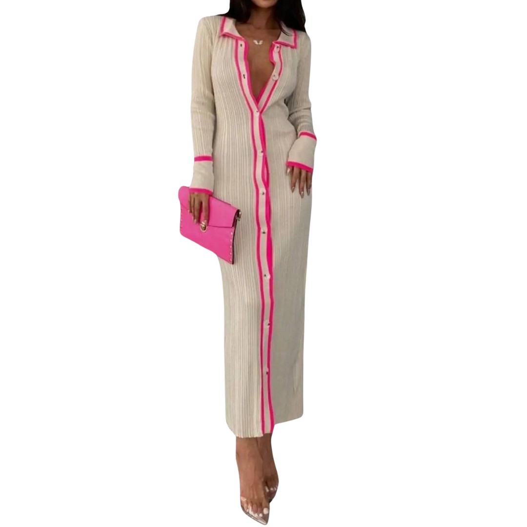 Stripe Lapel Dress