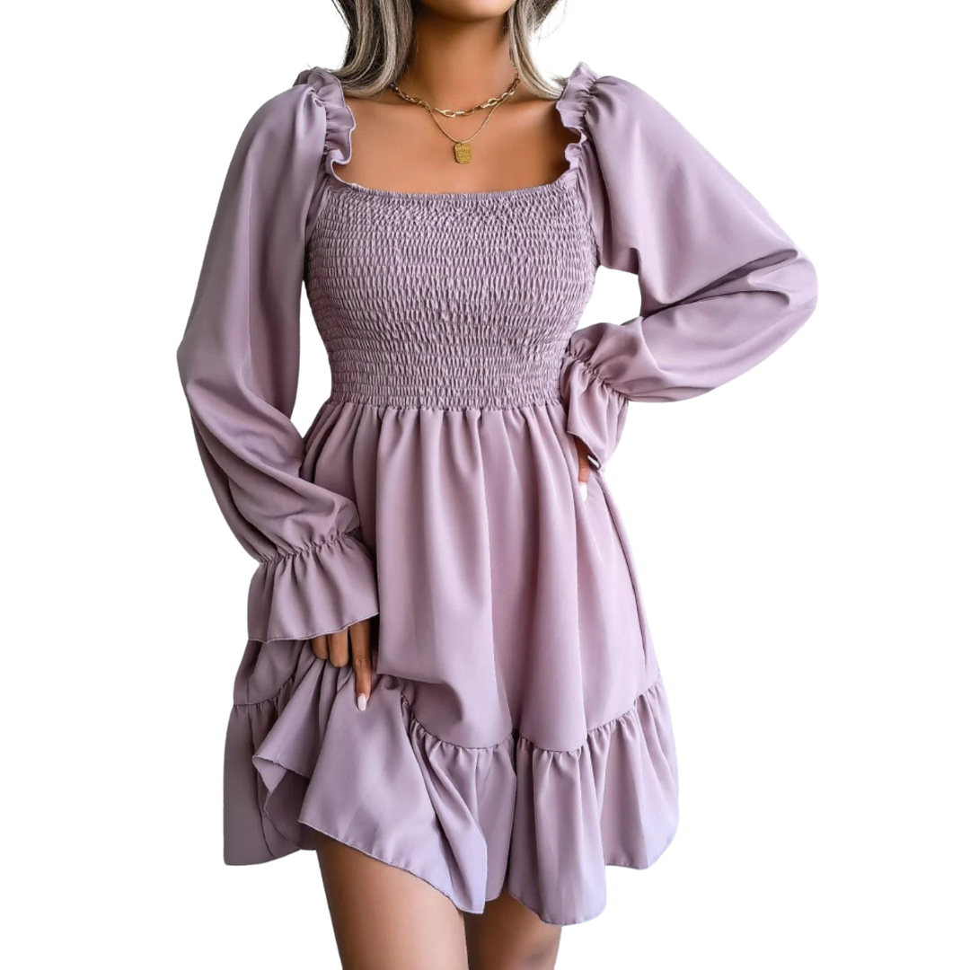 Smocked Flounce Mini Dress