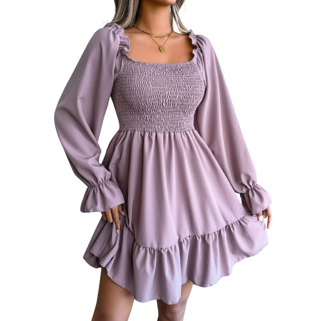 Smocked Flounce Mini Dress