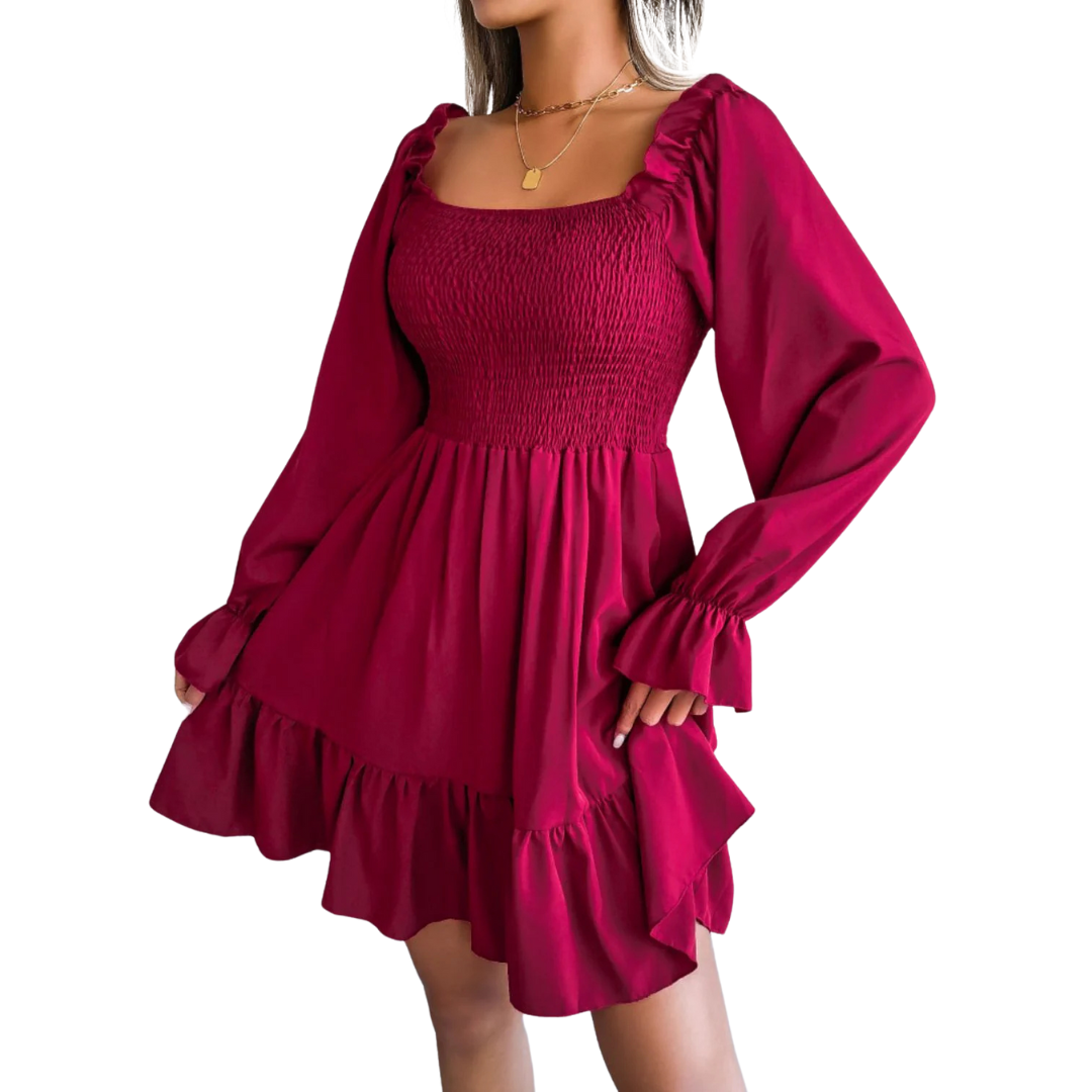 Smocked Flounce Mini Dress