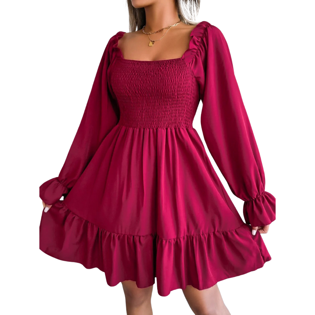 Smocked Flounce Mini Dress