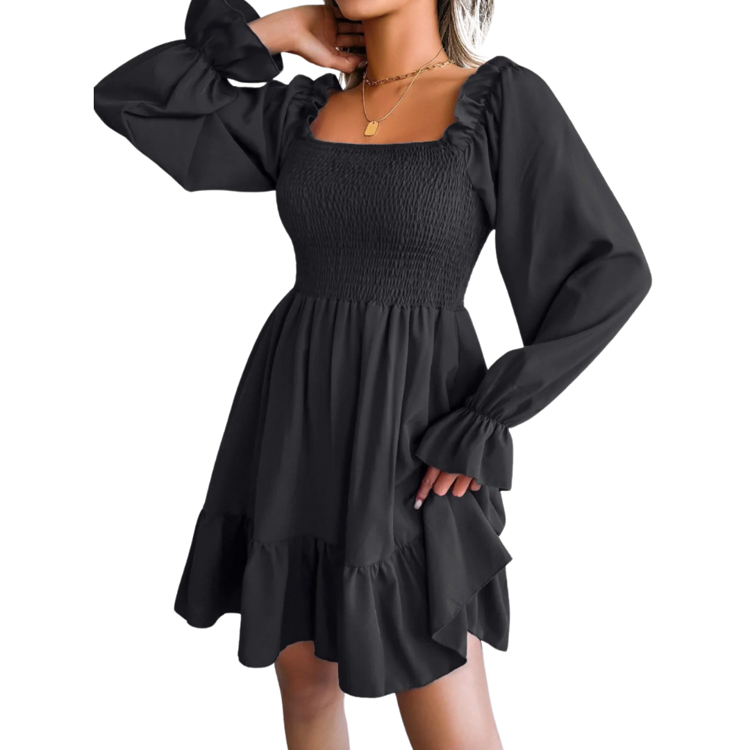 Smocked Flounce Mini Dress