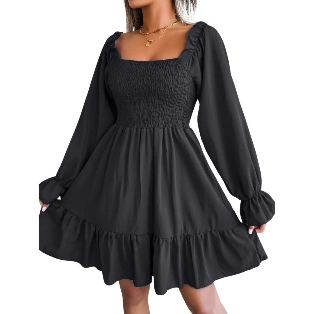 Smocked Flounce Mini Dress