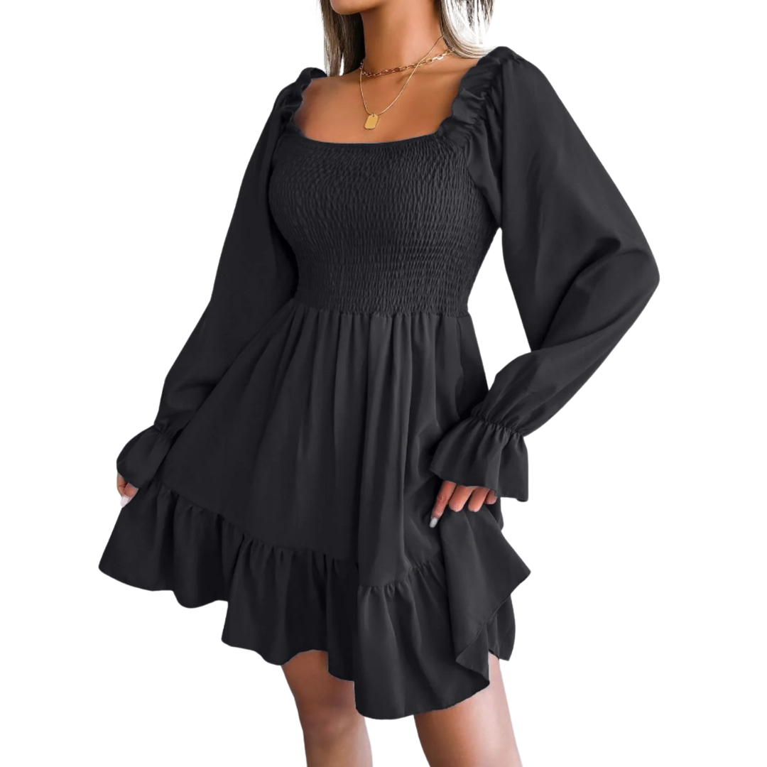 Smocked Flounce Mini Dress