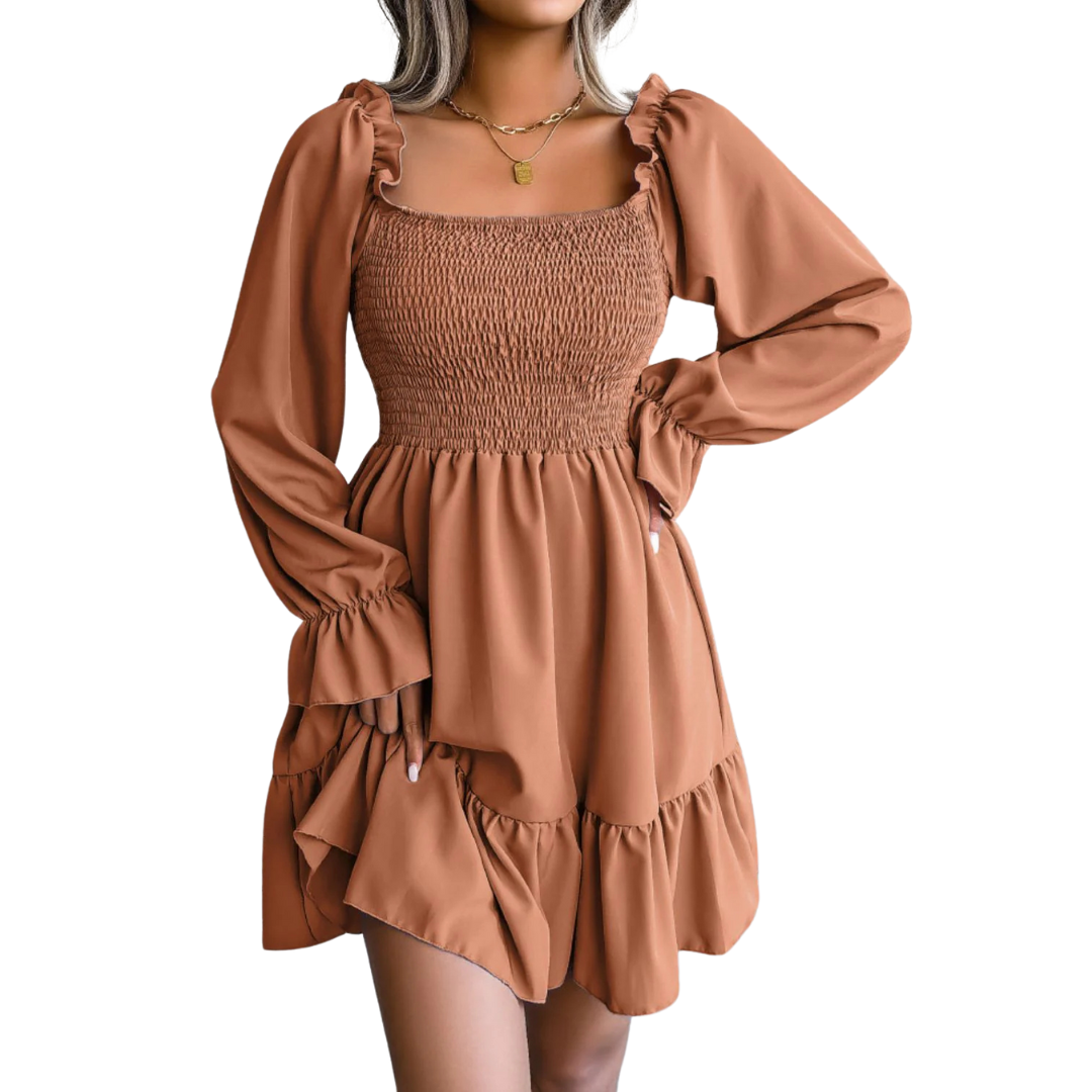 Smocked Flounce Mini Dress
