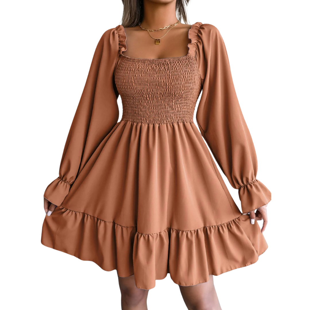 Smocked Flounce Mini Dress