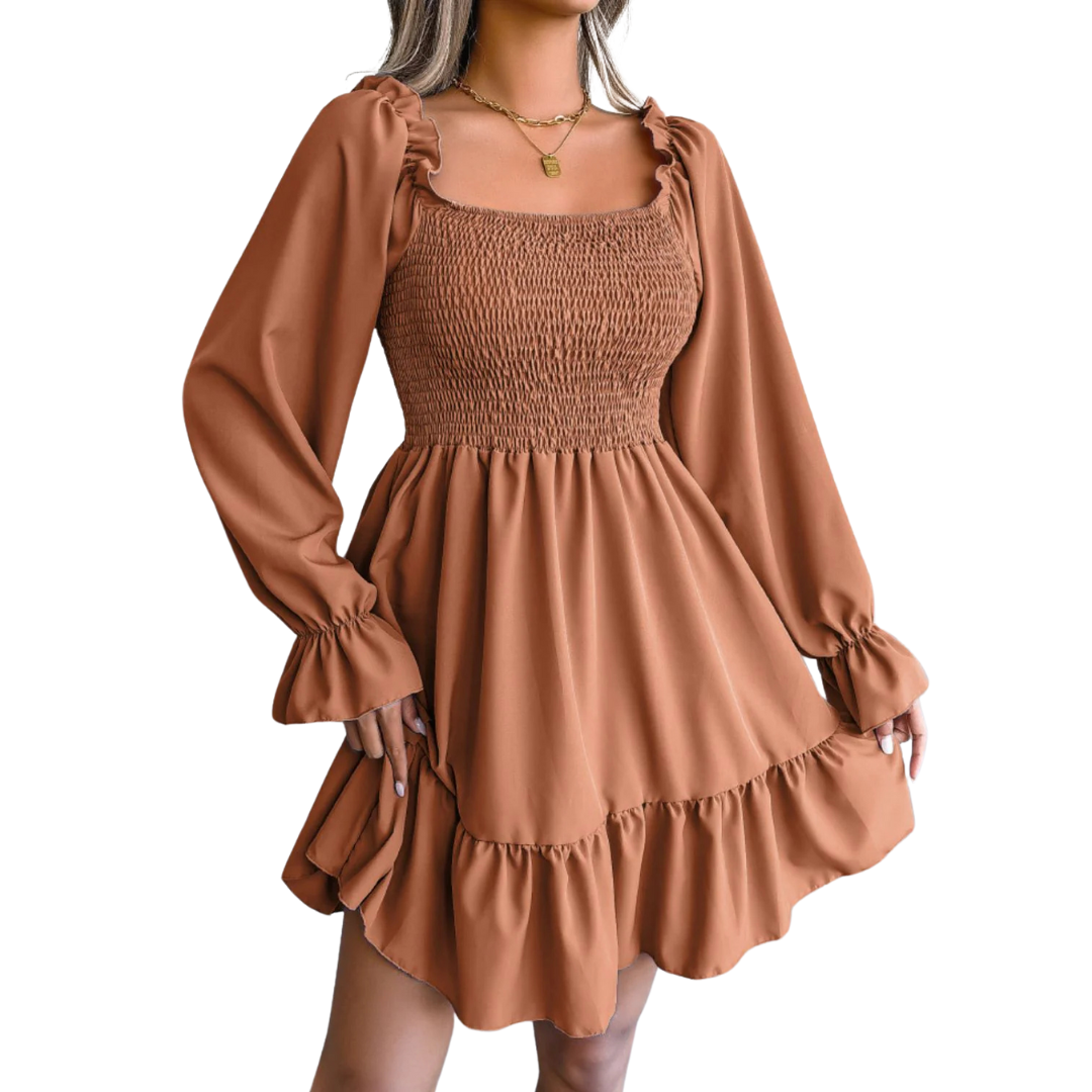 Smocked Flounce Mini Dress