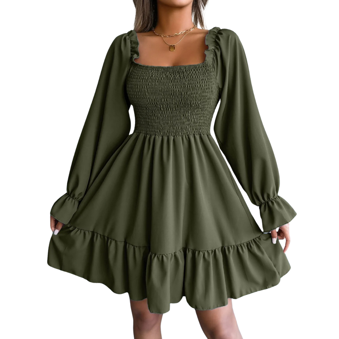 Smocked Flounce Mini Dress