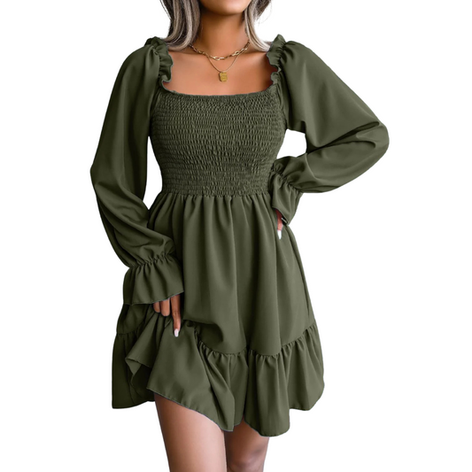 Smocked Flounce Mini Dress