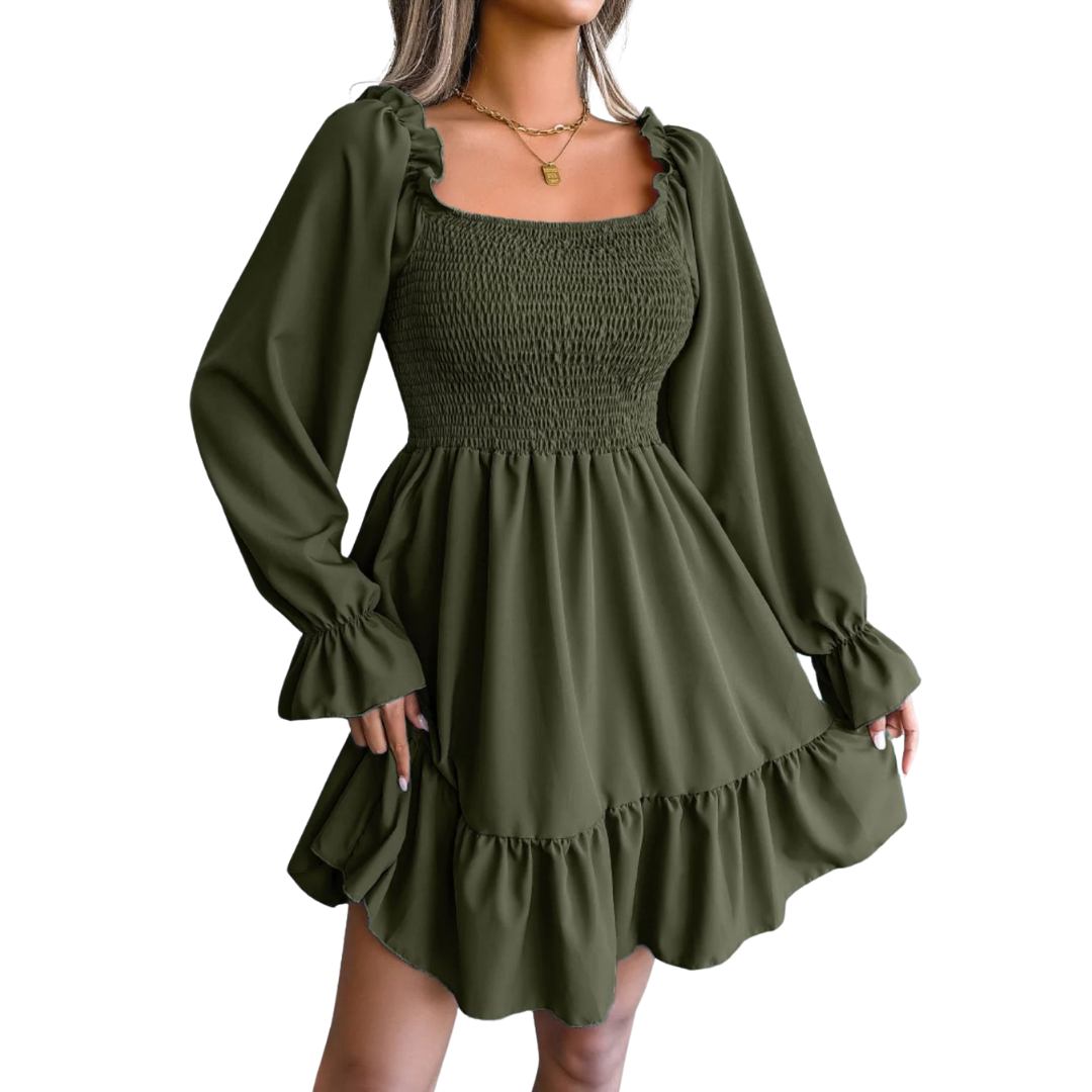Smocked Flounce Mini Dress