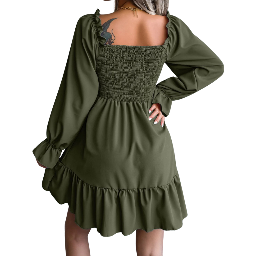 Smocked Flounce Mini Dress