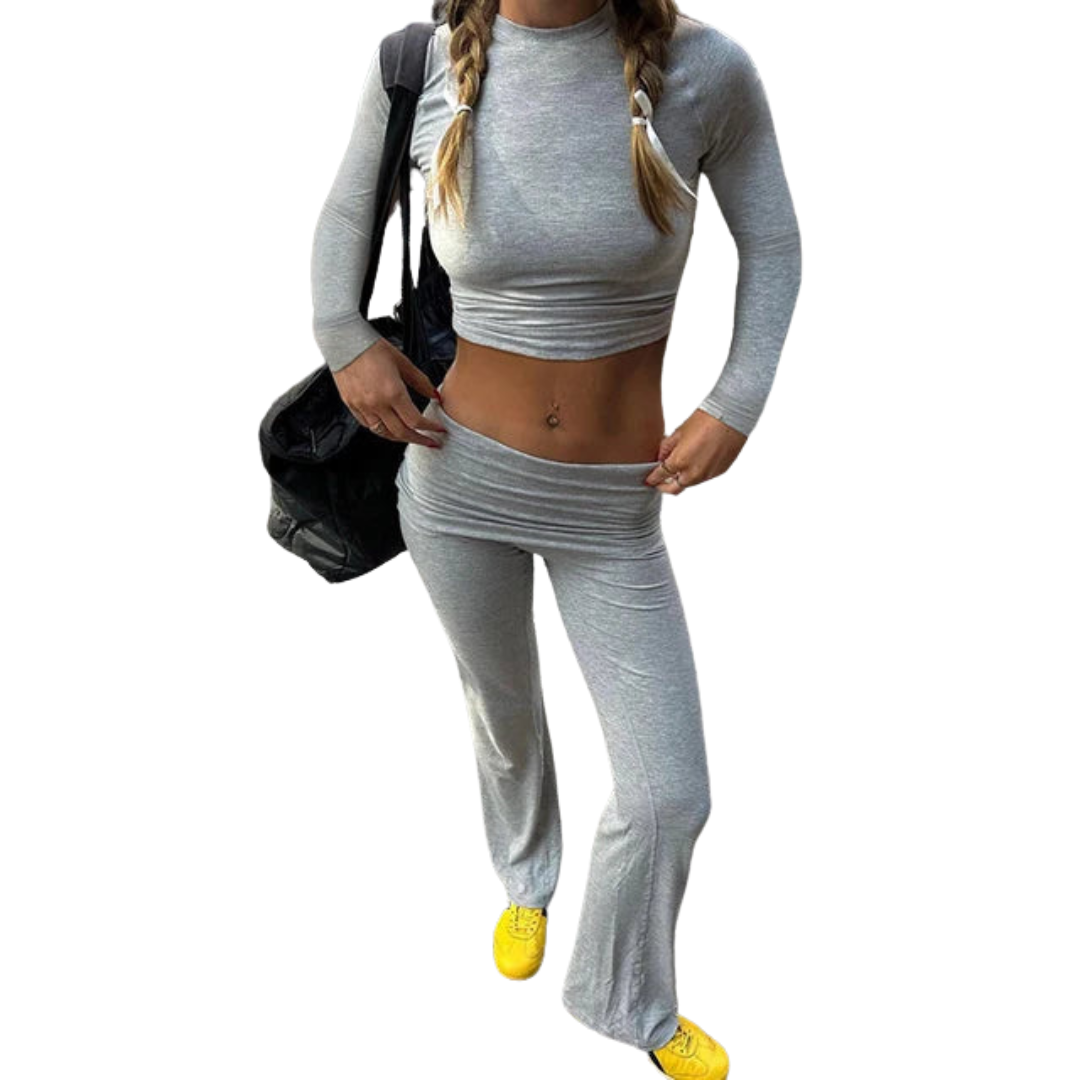 Crop Top and Flare Pants Set