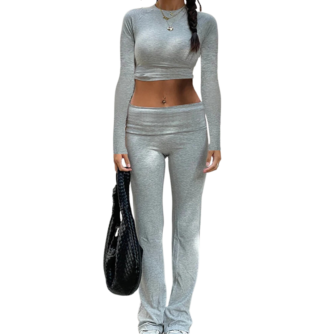Crop Top and Flare Pants Set