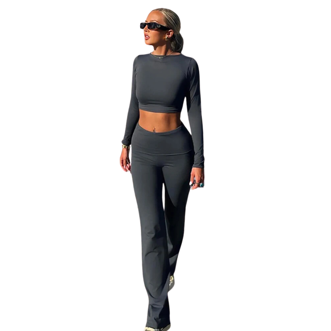 Crop Top and Flare Pants Set