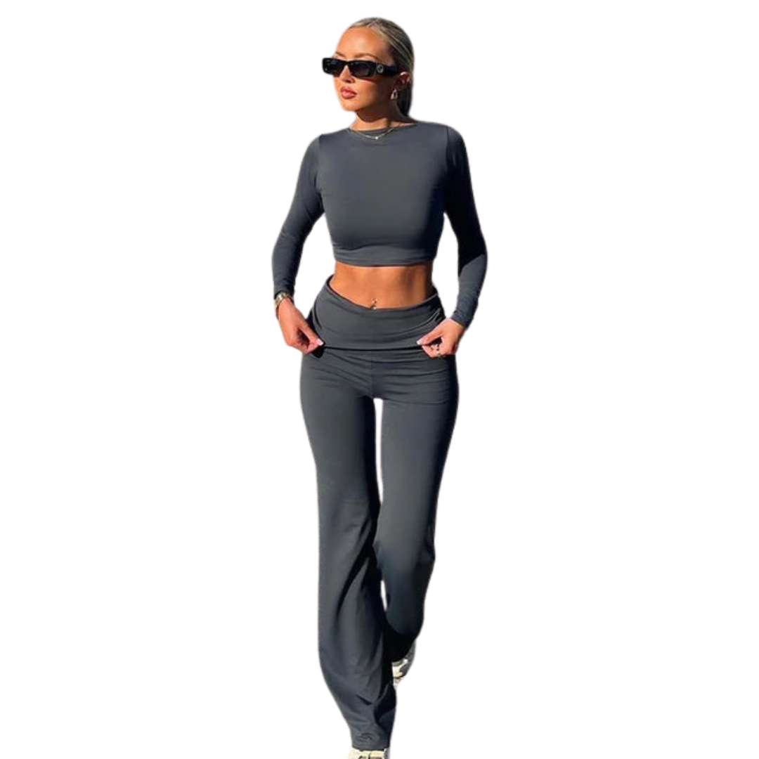 Crop Top and Flare Pants Set