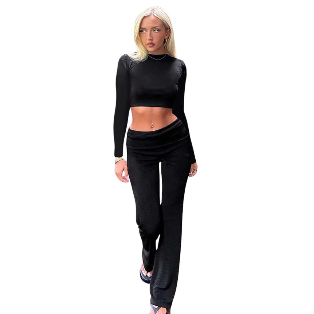 Crop Top and Flare Pants Set