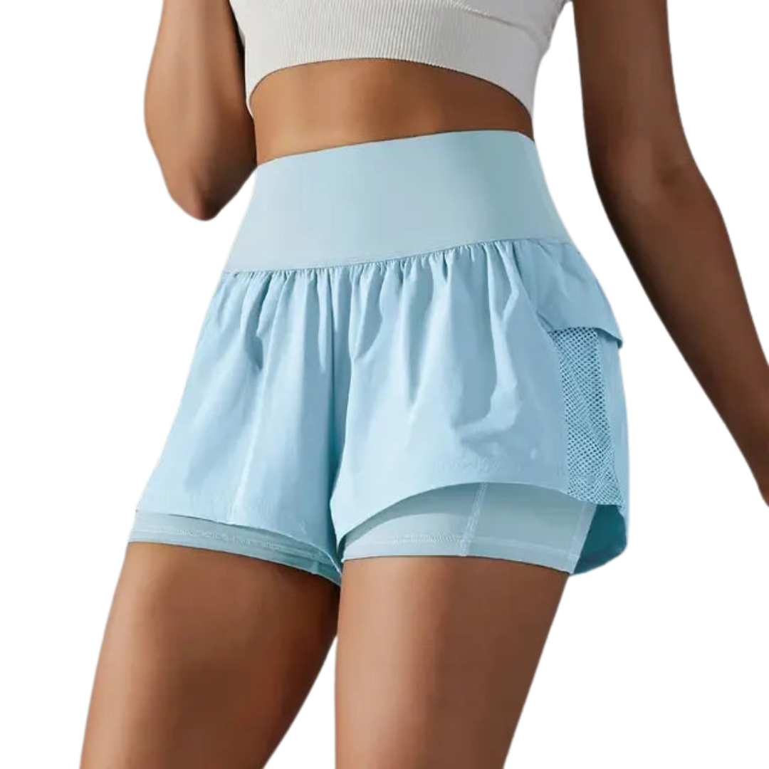 Women Gym Sport Running Shorts: Two-in-one