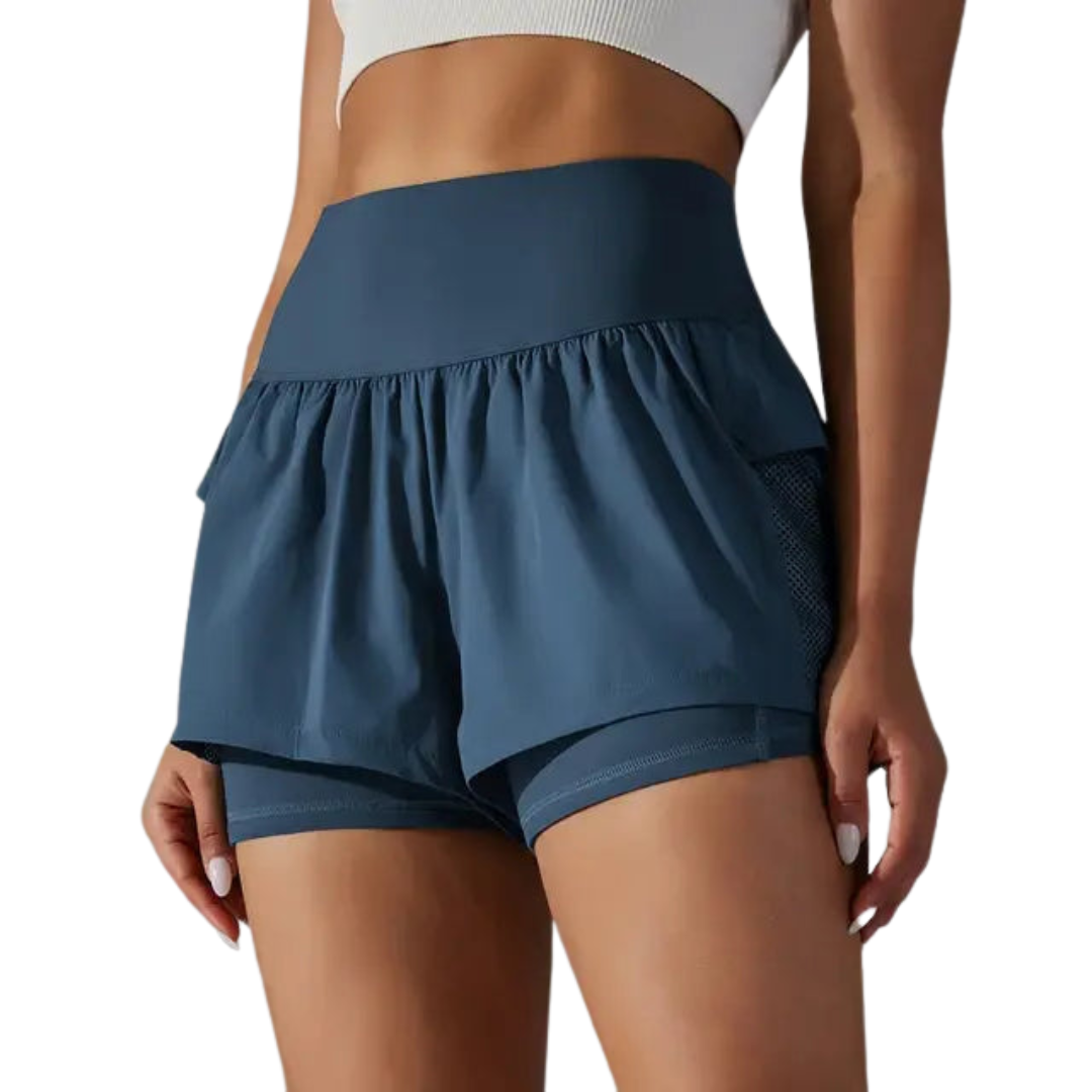 Women Gym Sport Running Shorts: Two-in-one