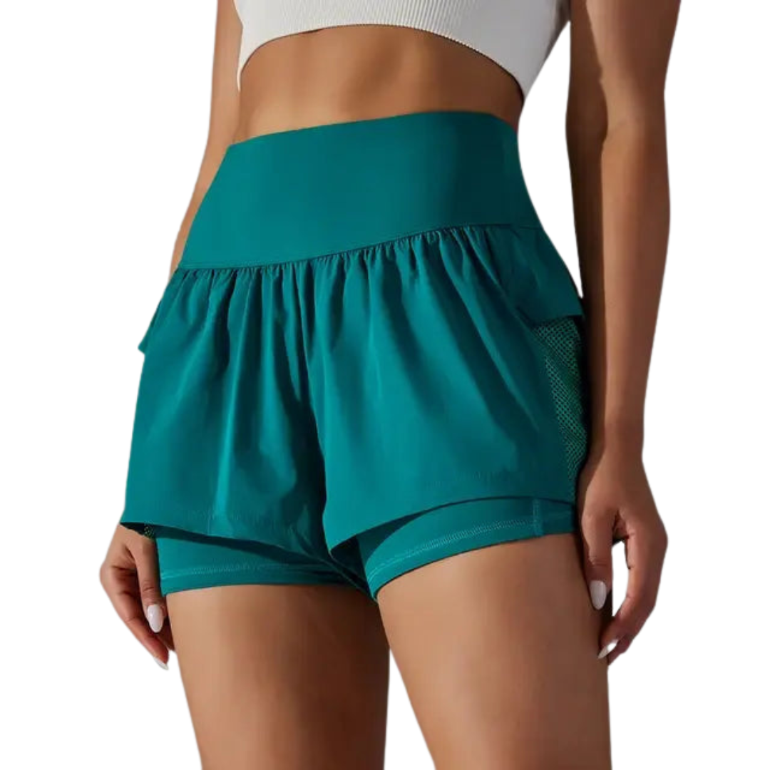 Women Gym Sport Running Shorts: Two-in-one