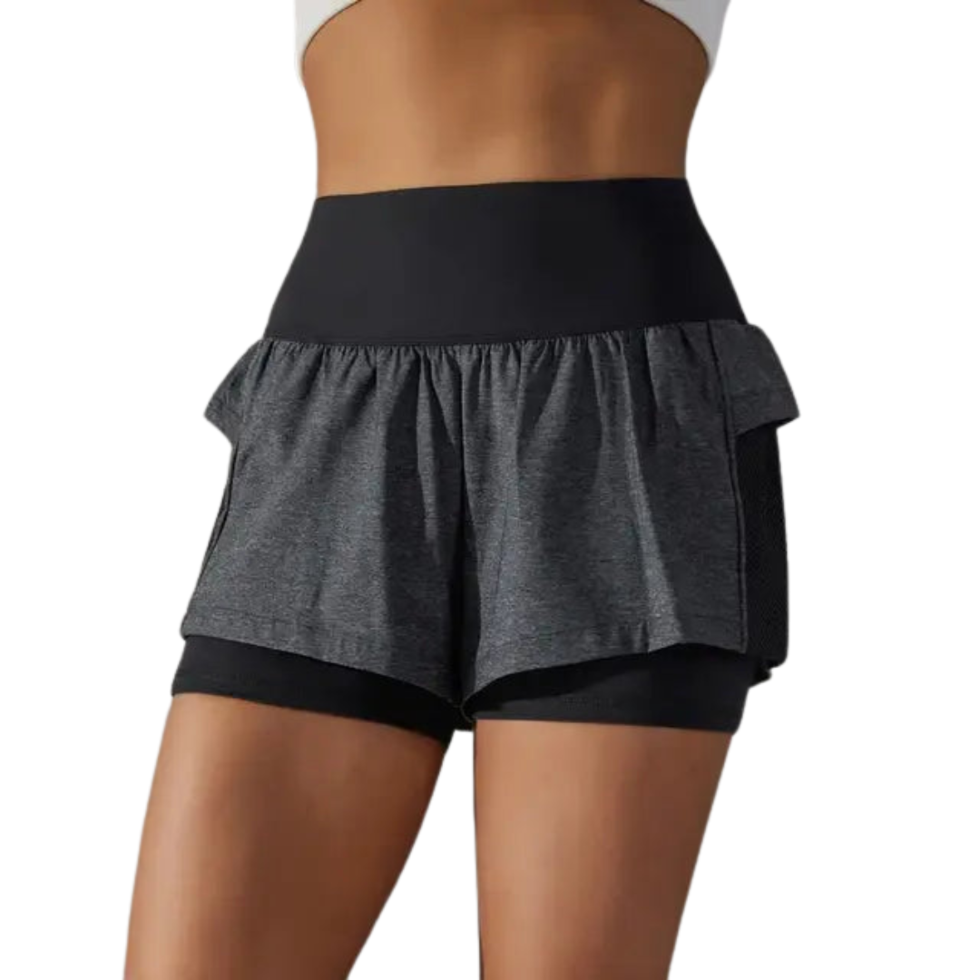 Women Gym Sport Running Shorts: Two-in-one