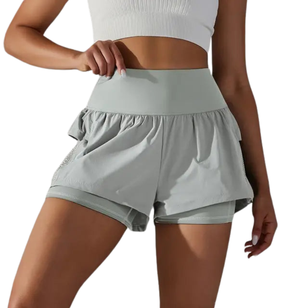 Women Gym Sport Running Shorts: Two-in-one