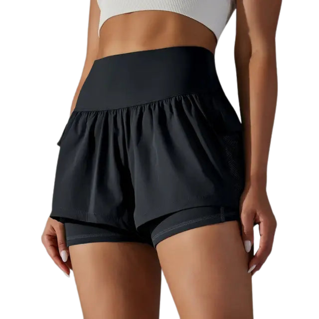 Women Gym Sport Running Shorts: Two-in-one