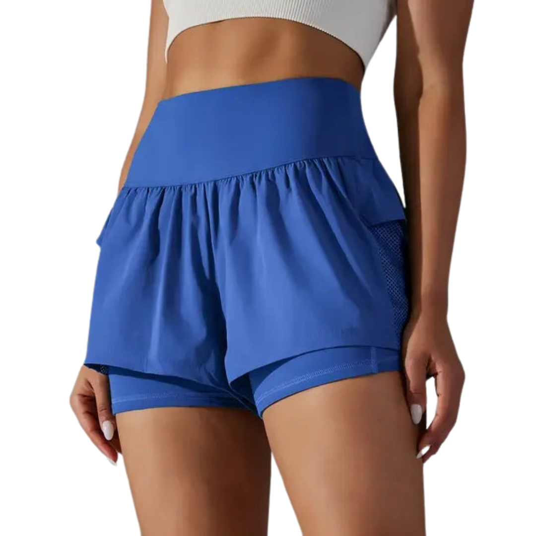 Women Gym Sport Running Shorts: Two-in-one