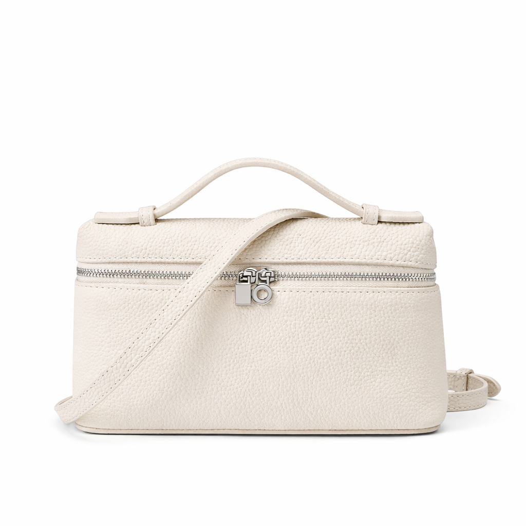 Leather Shoulder Bag in Beige The Olace