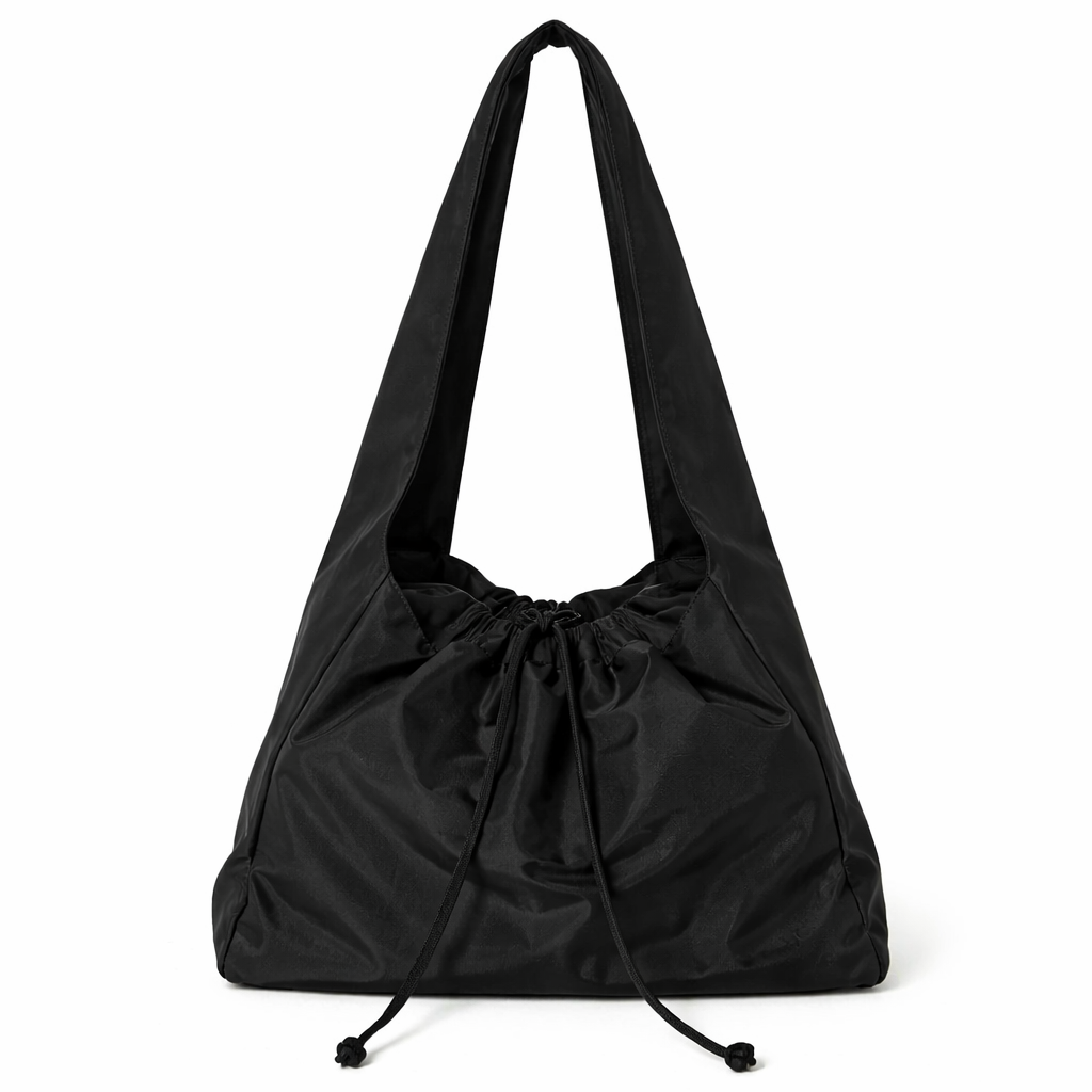 Nylon Drawstring Shoulder Bag Front - The Olace
