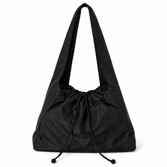 Nylon Drawstring Shoulder Bag Front - The Olace