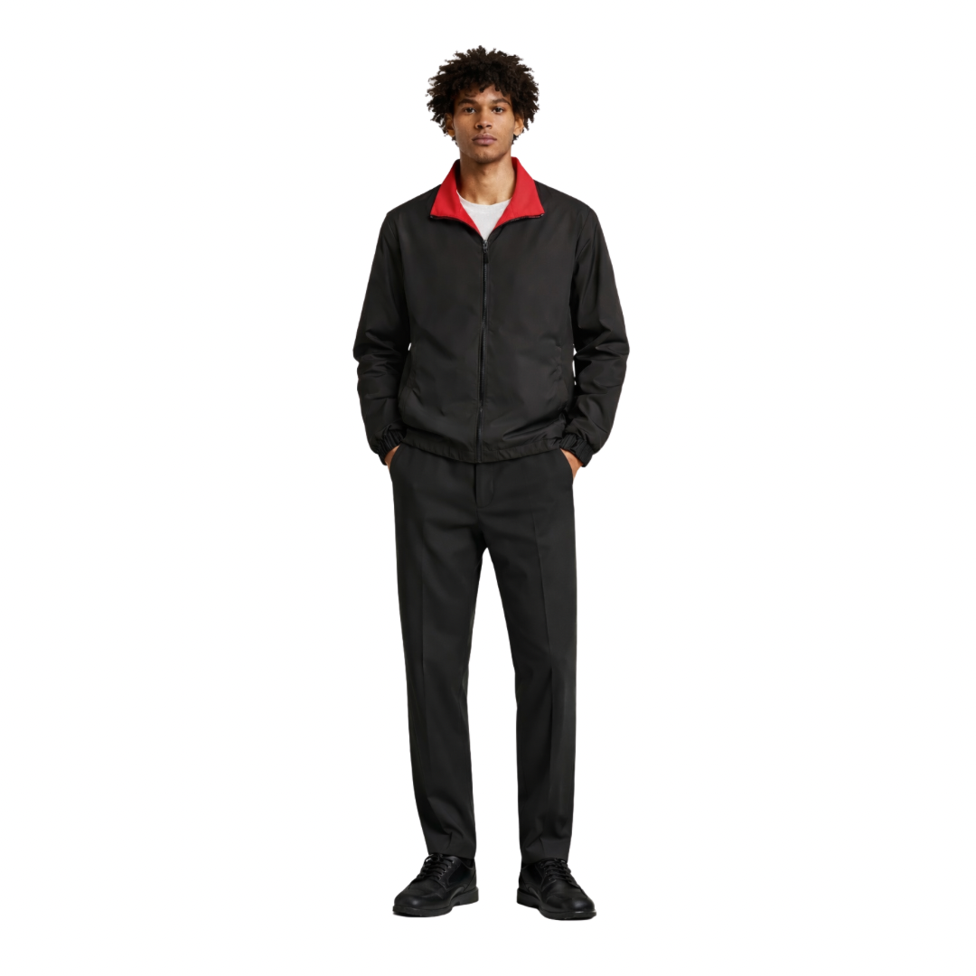 Reversible Zip Jacket in black red for men - The Olace