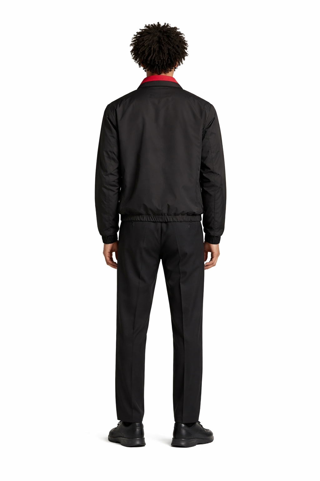 Reversible Zip Jacket in black red for men, back view - The Olace