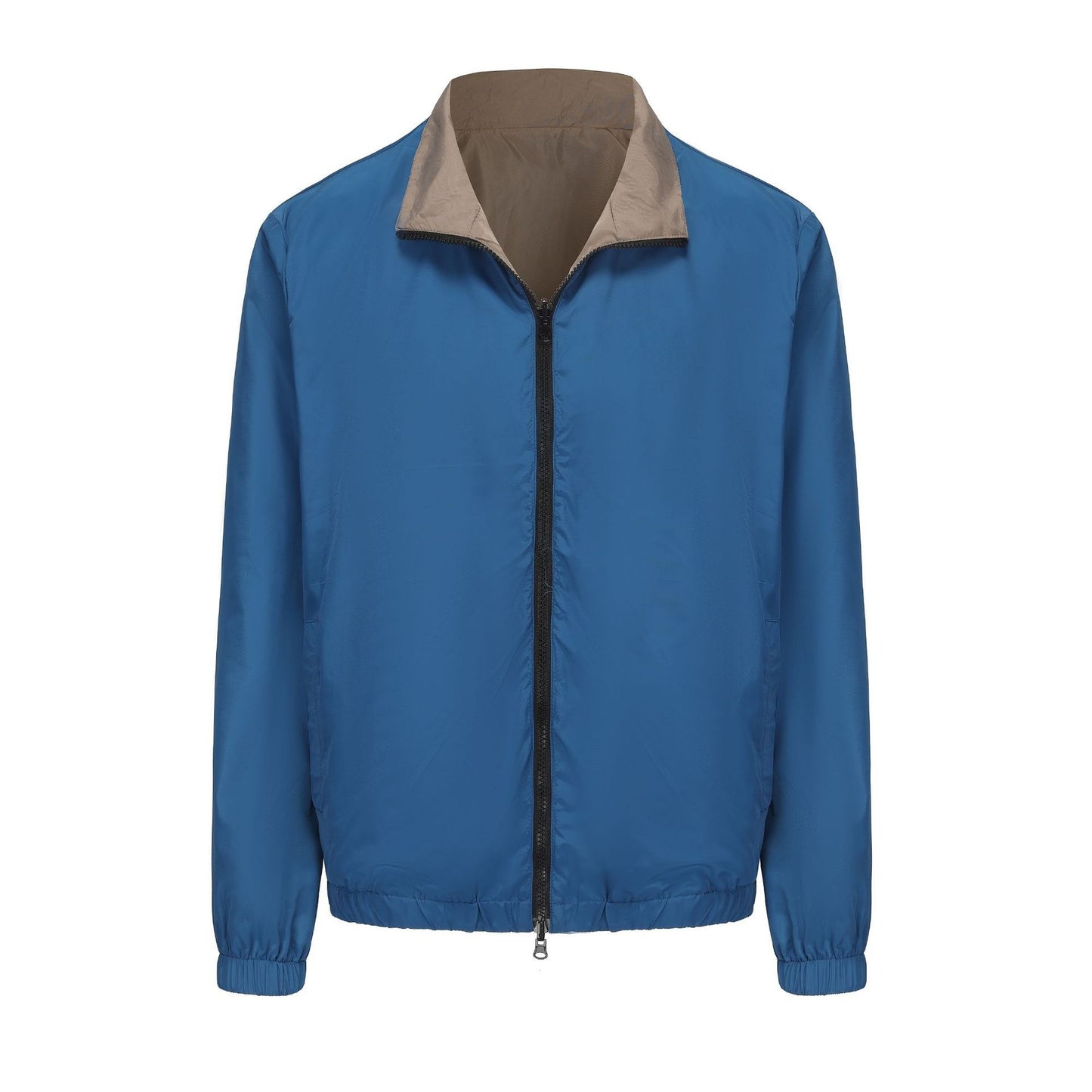 Reversible Zip Jacket in blue taupe for men, flat lay - The Olace