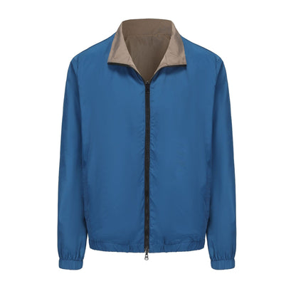 Reversible Zip Jacket in blue taupe for men, flat lay - The Olace