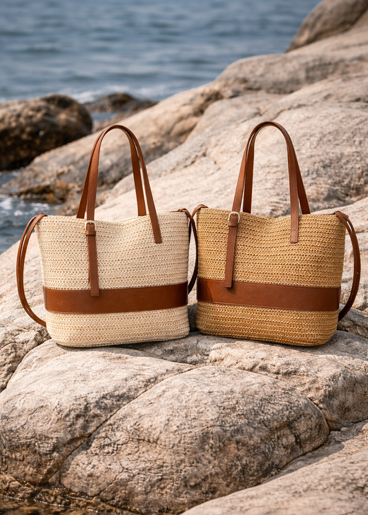 Straw Shoulder Bag Resort Wear The Olace