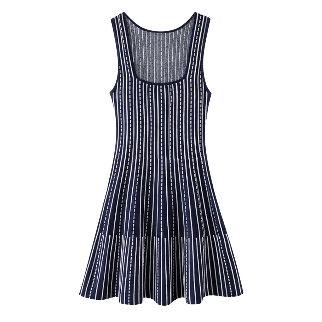 Striped Knit Dress in Blue - The Olace