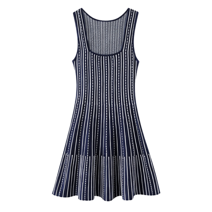 Striped Knit Dress in Blue - The Olace
