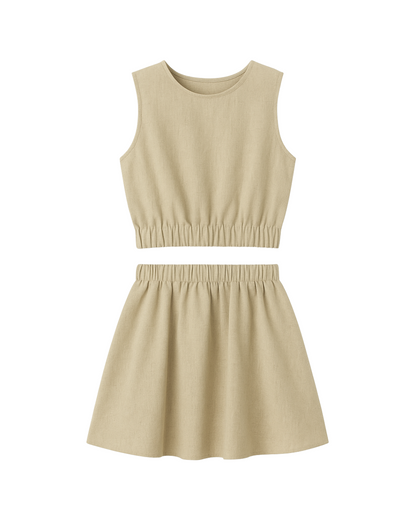 Two-Piece Linen Set Top & Skirt